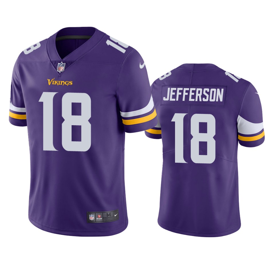 Men's Minnesota Vikings #18 Justin Jefferson Purple Vapor Untouchable Limited Stitched NFL Jersey